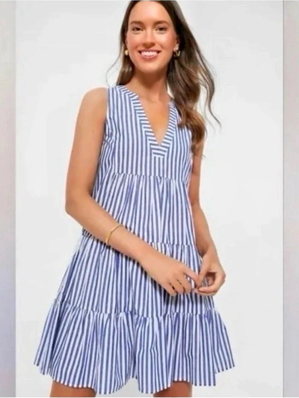 Pomander Place Tuckernuck Poplin Kenzo Striped Mini Dress in Blue & White Small